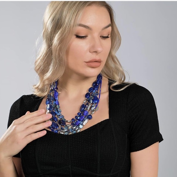 🌹Bocar multi layer 5 strand statement collar beaded fashion jewelry necklace - Picture 1 of 10